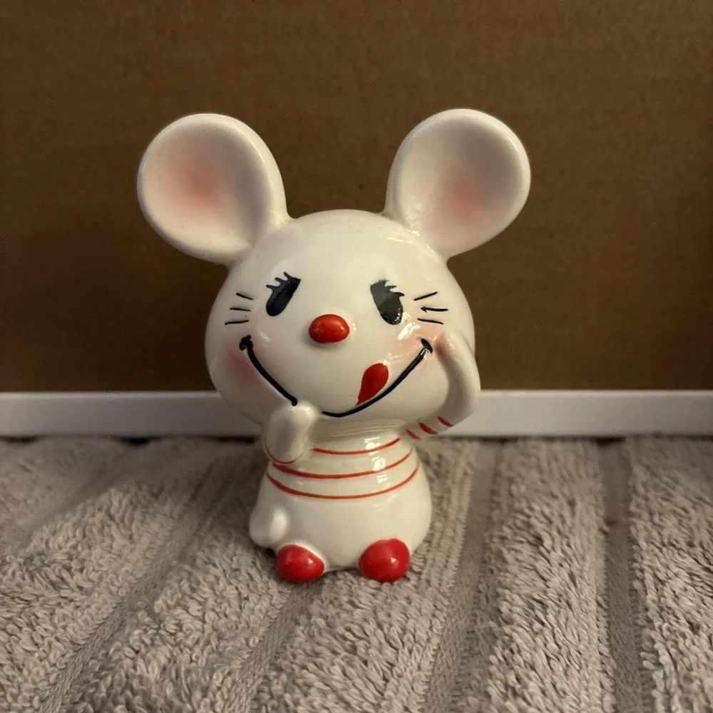 Mouse Ceramic Naito Rune/Inarco Japan 1960-1970 Very Rare Foil Tag HTF  Collect